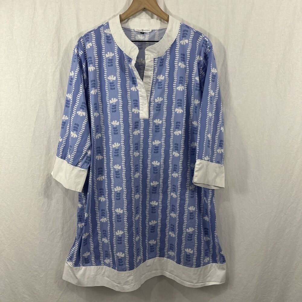 Michelle McDowell Periwinkle Floral Tunic Dress Womens XXL Resortwear Coastal
